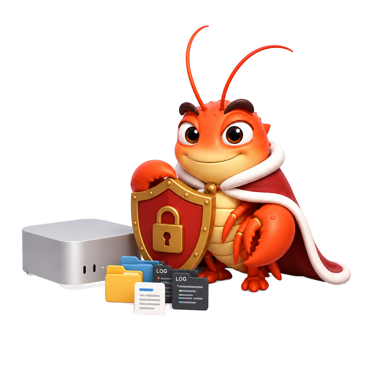 LordClaw mascot guarding local files and logs